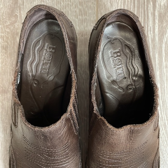 Born Amibeth Brown Leather Western Wingtip Ankle Boot Comfort Heel 7 - Picture 7 of 15